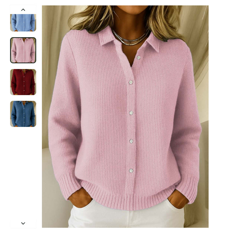 Women’s Button Knit Lapel Sweater