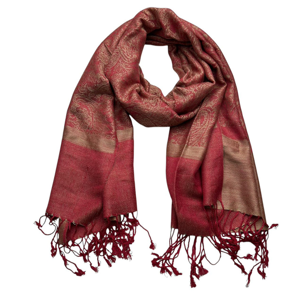 Red Jacquard Luxury Scarf Set (2pcs)