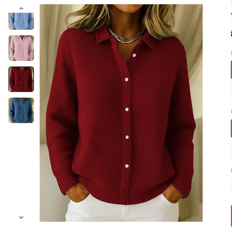 Women’s Button Knit Lapel Sweater